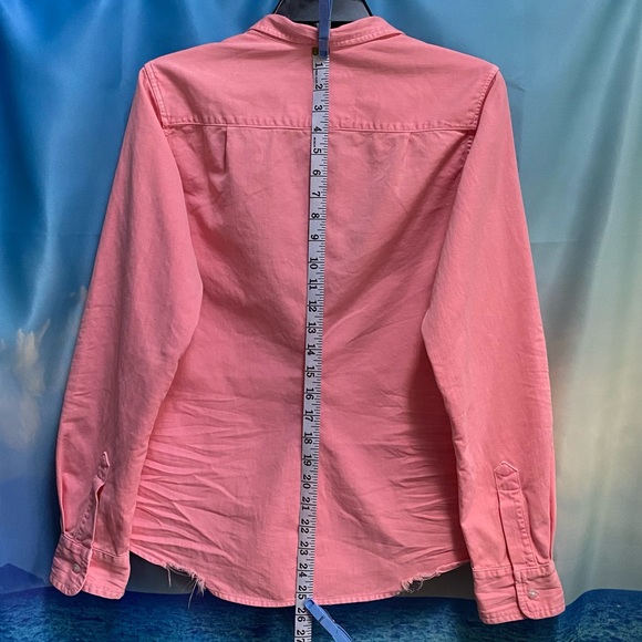 Frank & Eileen BARRY Tailored Button-Up Shirt Famous Denim Size: M Pink - Picture 14 of 16
